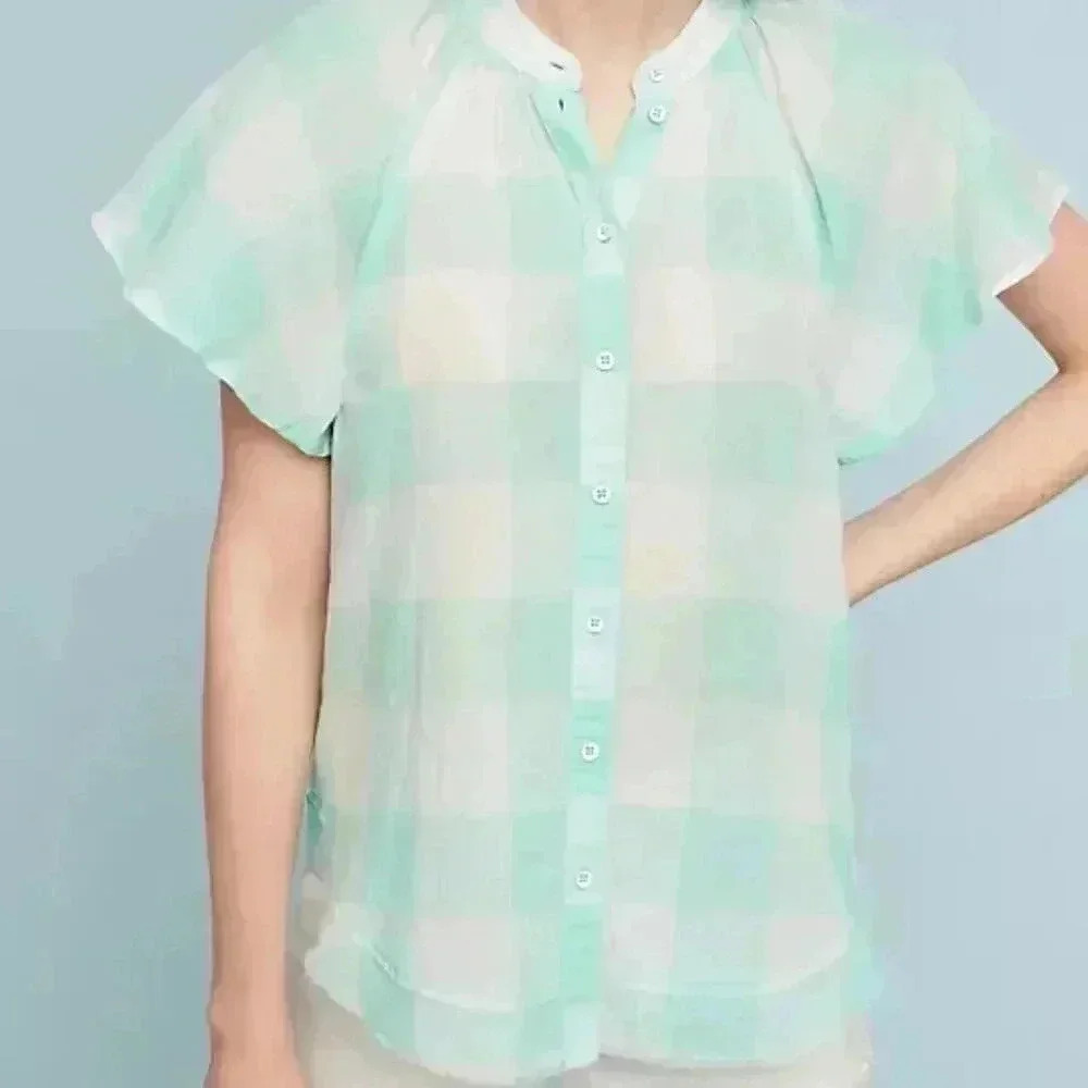 Maeve Gingham Flutter Top